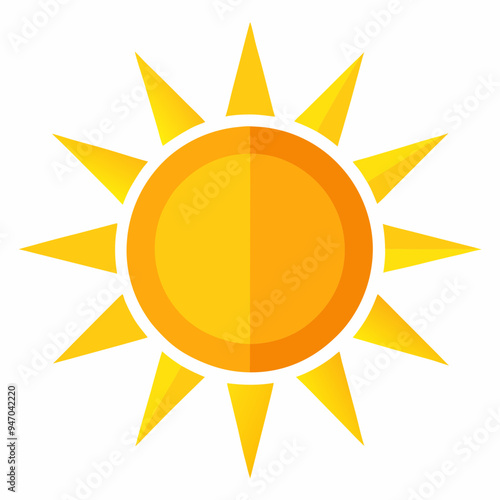 Radiant sun icon vector symbol captures the essence of sunny weather with bright illumination
 photo