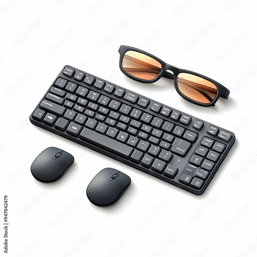 Essential Tools for Remote Work: Keyboard and Mouse on White Background - Remote Work Text Concept Captured in Close Up Shot Essential Tools for Remote Work: Keyboard and Mouse on White Background - Remote Work Text Concept Captured in Close Up Shot