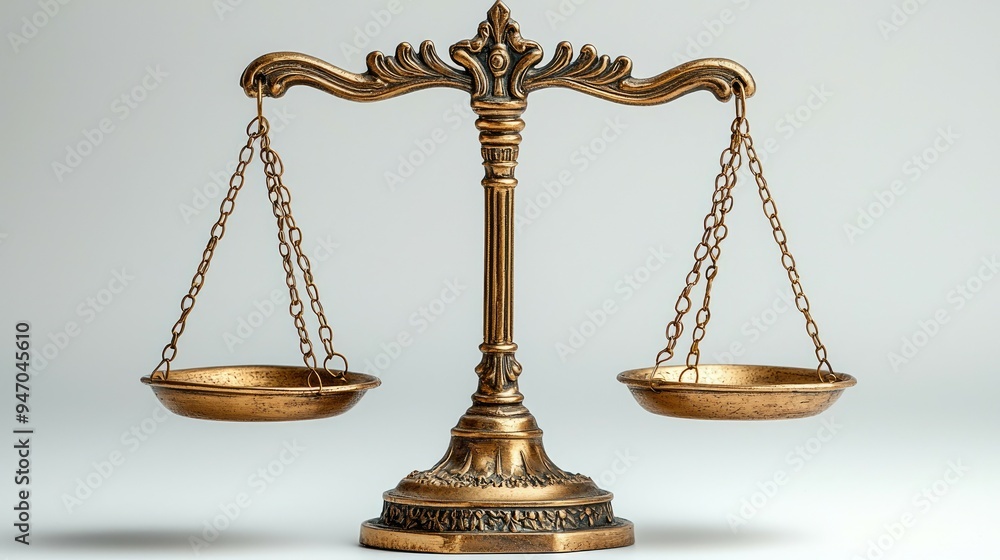 Ornate Brass Scale with Hanging Pans Ornate Brass Scale with Hanging Pans