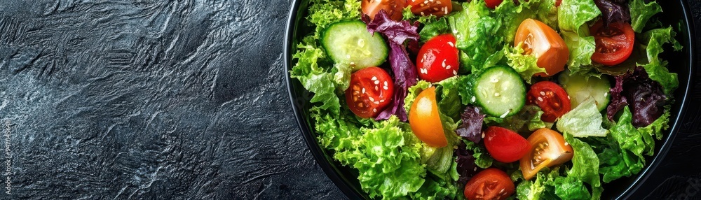 Salad bowl with vegetables filled with a colorful, fresh salad Salad bowl with vegetables filled with a colorful, fresh salad