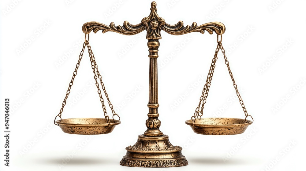 Ornate Gold Scales of Justice with Empty Trays Ornate Gold Scales of Justice with Empty Trays
