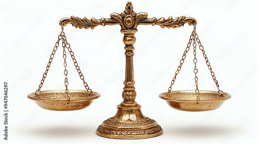 Ornate Golden Scale with Hanging Pans Ornate Golden Scale with Hanging Pans