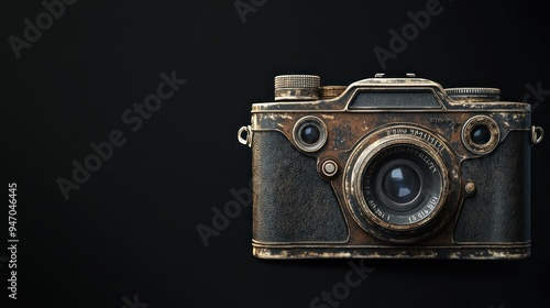 Vintage Camera on Black Background