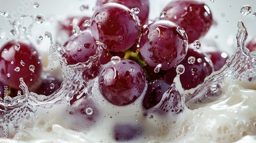 Red Grapes Splashing in Water Droplets