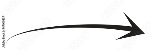 Long arrows icon. Long curved hand drawn arrow isolated. 