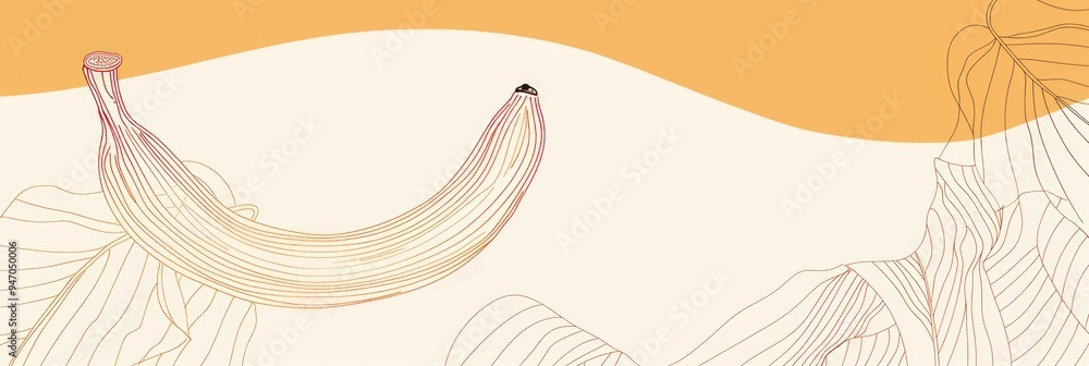 Abstract Banana Illustration with Lines.