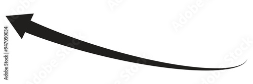 Long arrows icon. Long curved hand drawn arrow isolated. 