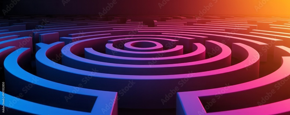 A mesmerizing abstract pattern of colorful concentric circles creating a labyrinth effect, ideal for modern design projects. A mesmerizing abstract pattern of colorful concentric circles creating a labyrinth effect, ideal for modern design projects.