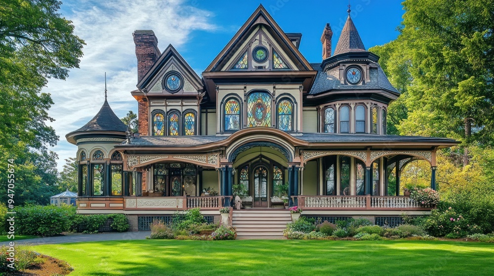 Victorian Mansion with Stained Glass Windows Victorian Mansion with Stained Glass Windows