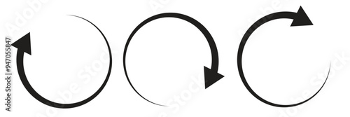 Set of circle arrows icon. Round reload sign. Circular rotation loading elements. 