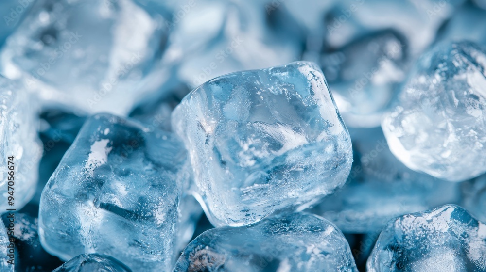 A pile of ice cubes with a blue tint A pile of ice cubes with a blue tint
