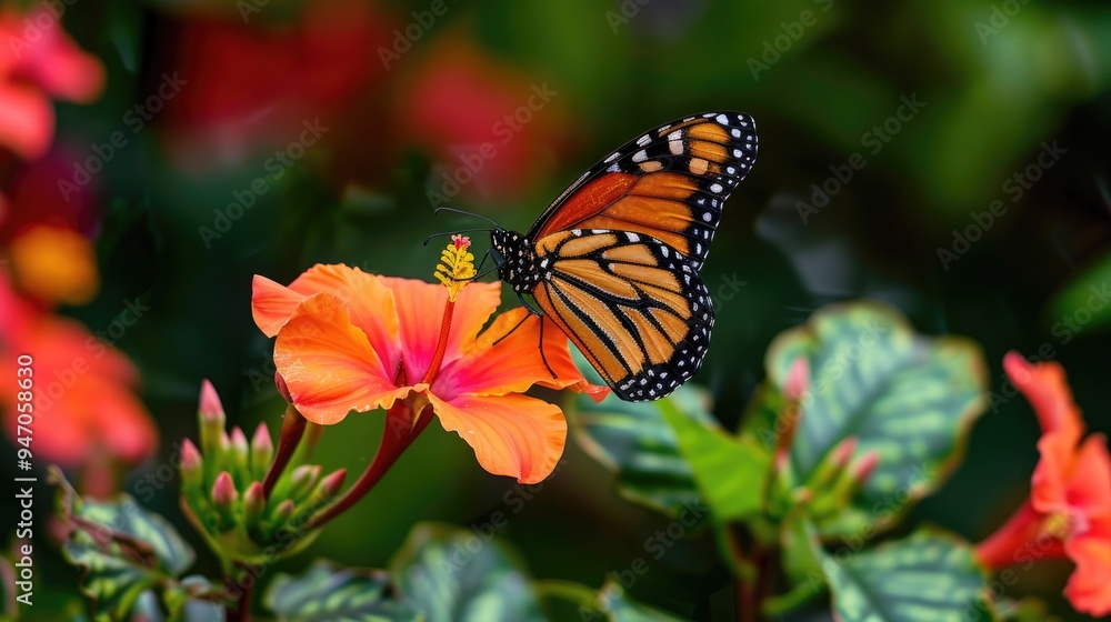 Butterfly and flower captured in a moment of pure beauty Butterfly and flower captured in a moment of pure beauty