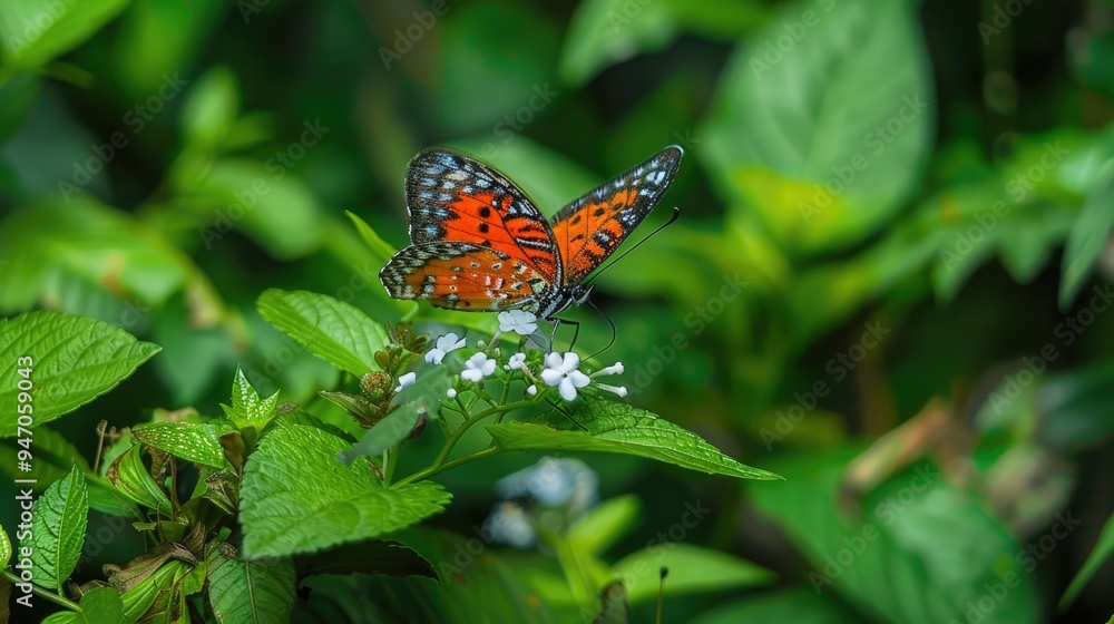 Butterfly enjoying a flower in a picturesque natural landscape Butterfly enjoying a flower in a picturesque natural landscape
