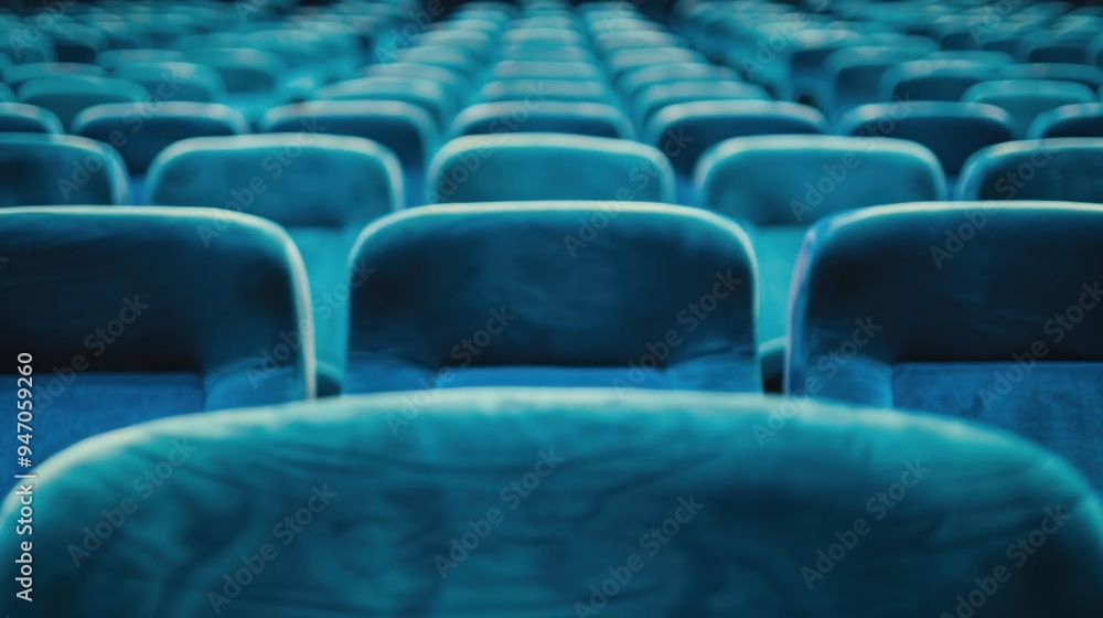 Fototapeta premium Abstract blue seats in a row.