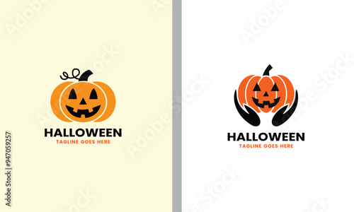 Halloweenlogo halloweenicon happy party greeting logo design carton symbol unique modern sample Halloween fun cute face photo