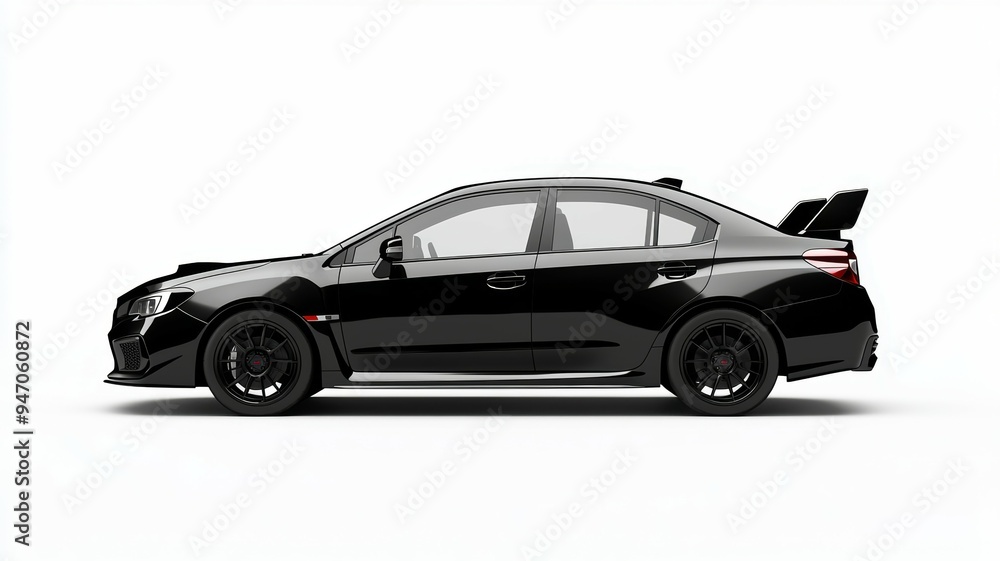 A black car with a black roof and a black hood A black car with a black roof and a black hood