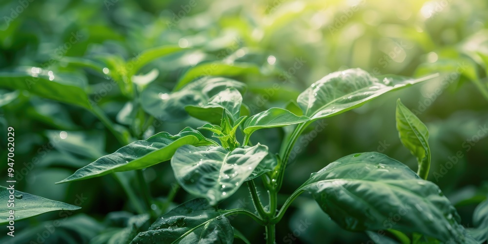 Fototapeta premium Locally Cultivated Green Pepper Plant