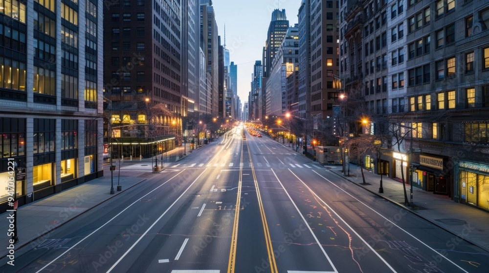 Empty Street in the City at Dusk. Empty Street in the City at Dusk.