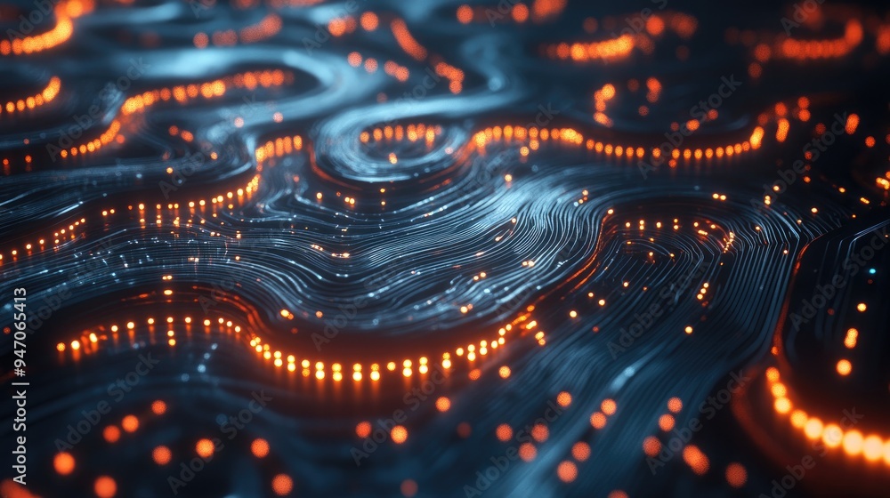 Abstract Digital Landscape with Glowing Lines Abstract Digital Landscape with Glowing Lines