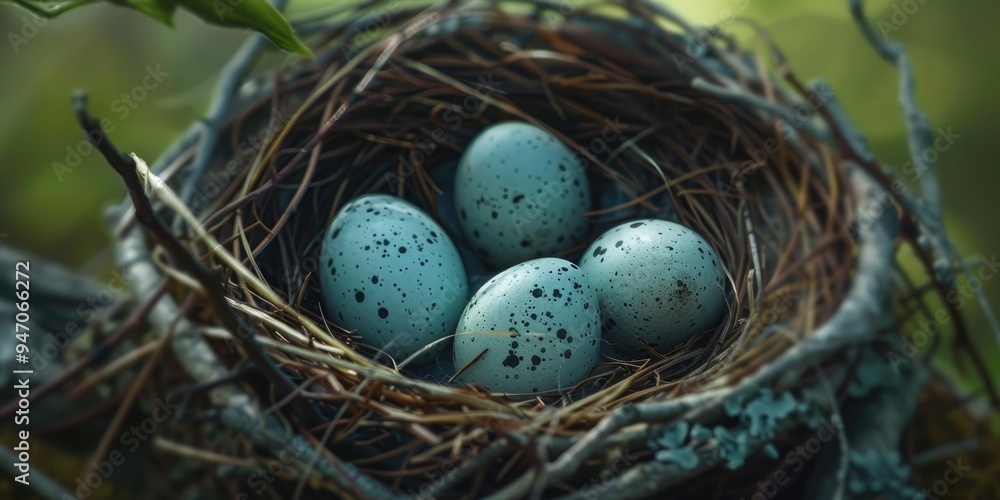 Nest of a House Finch with Five Eggs Nest of a House Finch with Five Eggs
