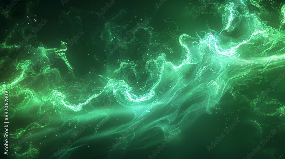 Elegant wisps of glowing green and yellow smoke intertwine gracefully against a dark green background. Captivating colors and textures offer versatility to enhance your creative projects. Elegant wisps of glowing green and yellow smoke intertwine gracefully against a dark green background. Captivating colors and textures offer versatility to enhance your creative projects.