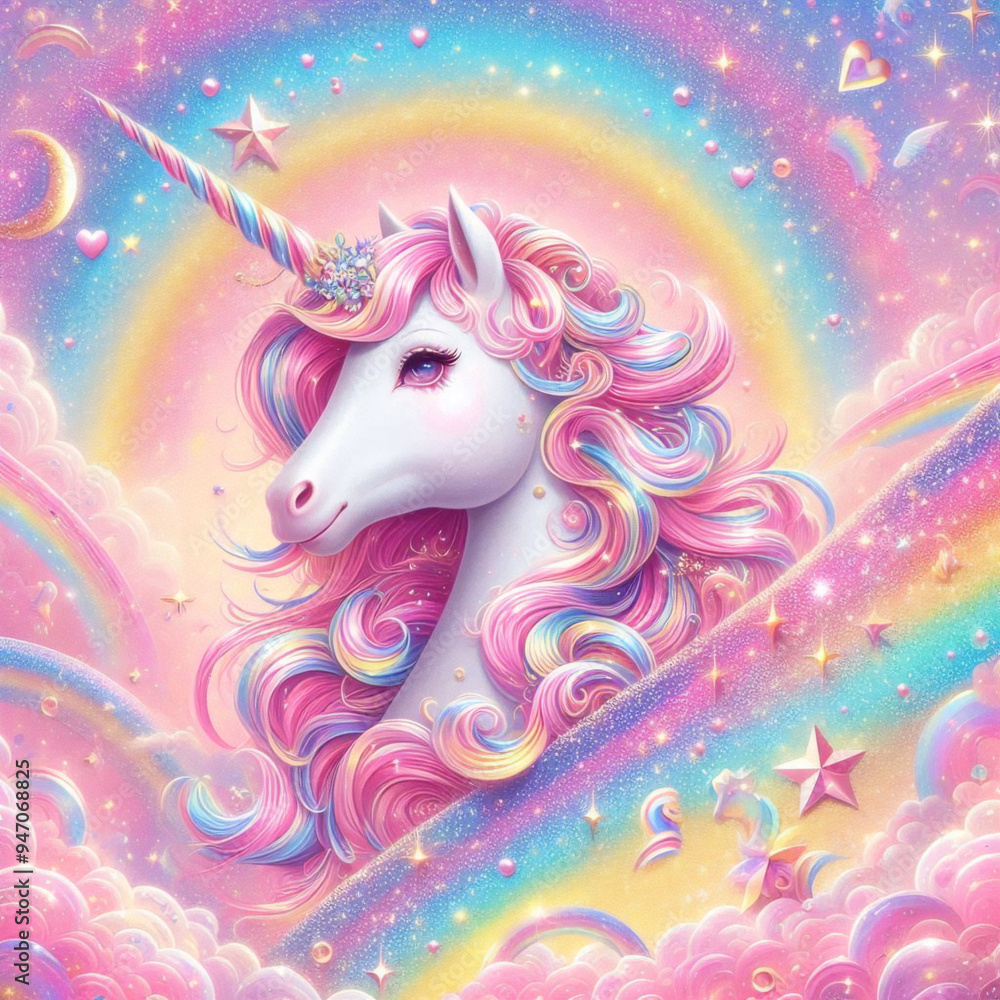 Rainbow unicorn pastel background with glitter stars. Pink fantasy sky. Holographic space with bokeh. Fairy iridescent gradient backdrop. Vector Rainbow unicorn pastel background with glitter stars. Pink fantasy sky. Holographic space with bokeh. Fairy iridescent gradient backdrop. Vector