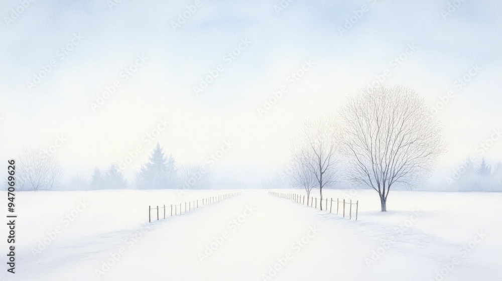 A picturesque snowy trail in watercolor, inviting joyful journeys filled with festive wonders. A picturesque snowy trail in watercolor, inviting joyful journeys filled with festive wonders.