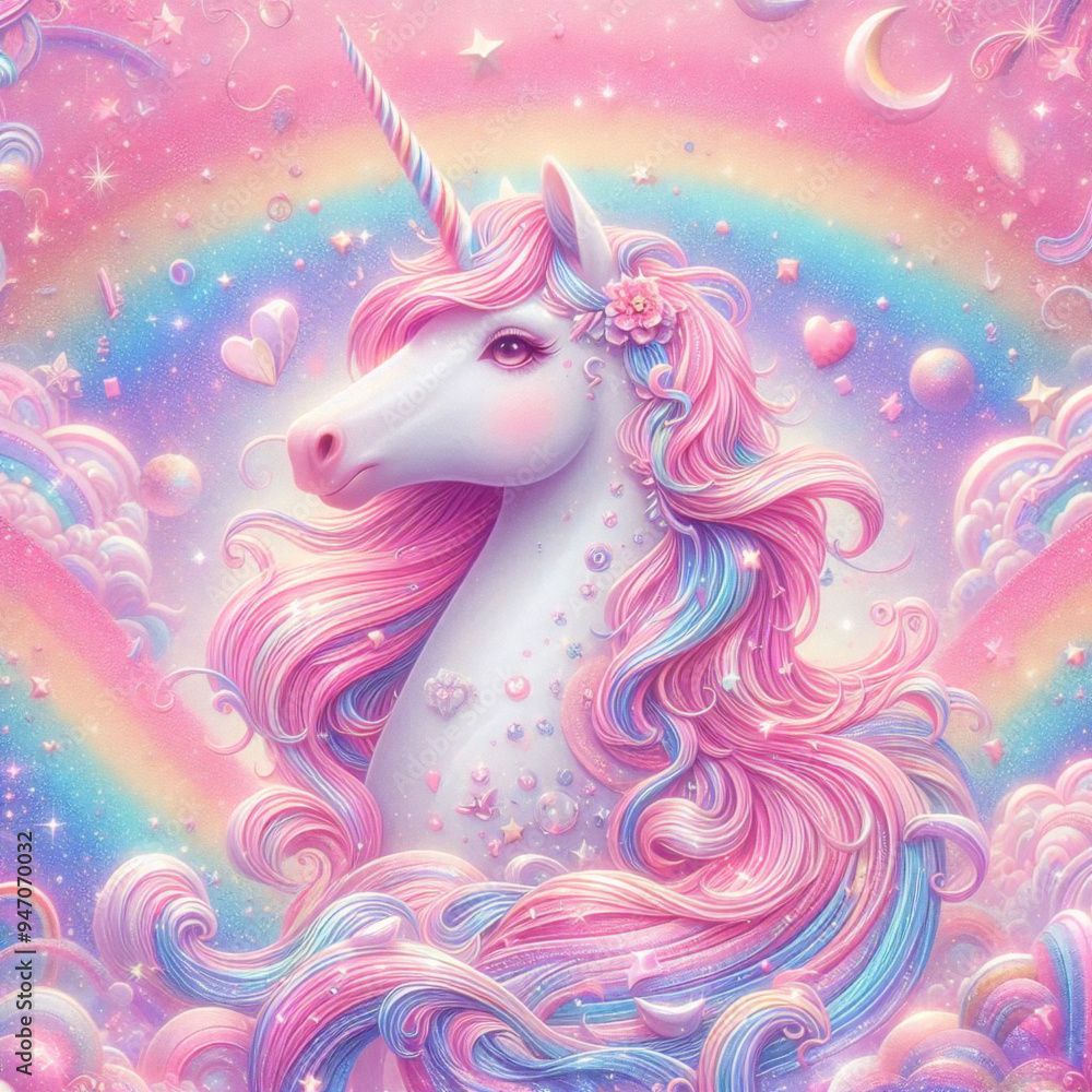 Rainbow unicorn pastel background with glitter stars. Pink fantasy sky. Holographic space with bokeh. Fairy iridescent gradient backdrop. Vector Rainbow unicorn pastel background with glitter stars. Pink fantasy sky. Holographic space with bokeh. Fairy iridescent gradient backdrop. Vector