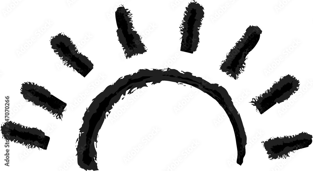 Sun paint brush set. Drawing style Sun paint brush set. Drawing style