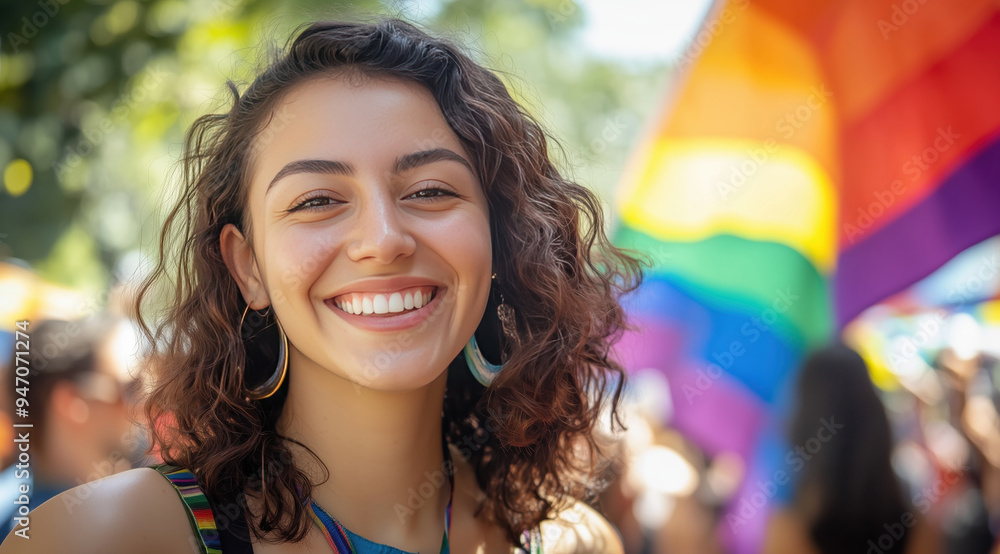 Mulheres sorrindo em evento ao ar livre com bandeiras do arco-íris ao fundo, representando orgulho LGBTQIA+, capturadas por IA generativa.
Mulheres sorrindo em evento ao ar livre com bandeiras do arco-íris ao fundo, representando orgulho LGBTQIA+, capturadas por IA generativa.