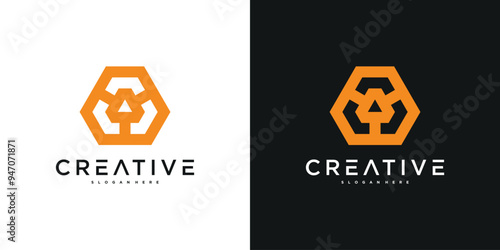 Creative abstract geometric logo design template. Premium Vector