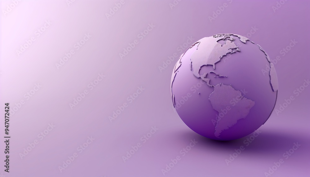 Purple Globe with North and South America, Minimalistic Earth Design Purple Globe with North and South America, Minimalistic Earth Design