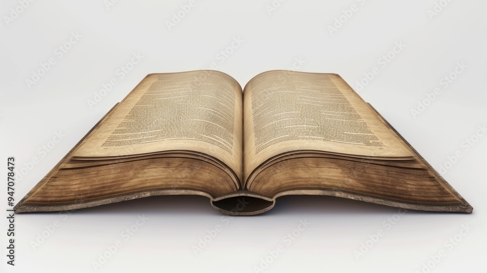 Open Antique Book on White Background. Open Antique Book on White Background.