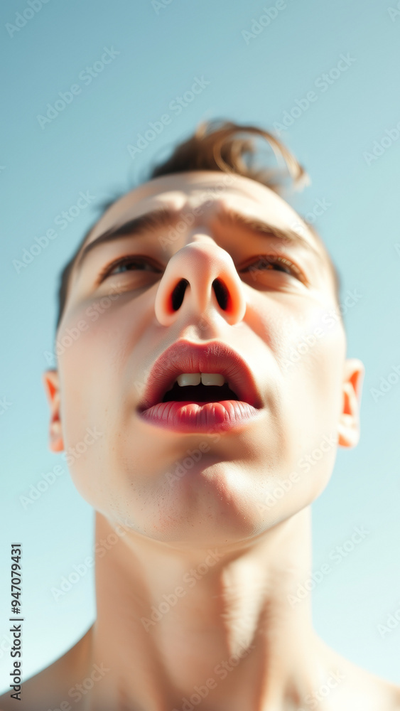 Close-up Portrait of a Young Man Looking Upwards Close-up Portrait of a Young Man Looking Upwards