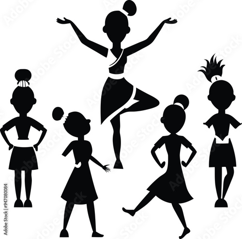 Dance Pose Outline Silhouette Graphics Collection