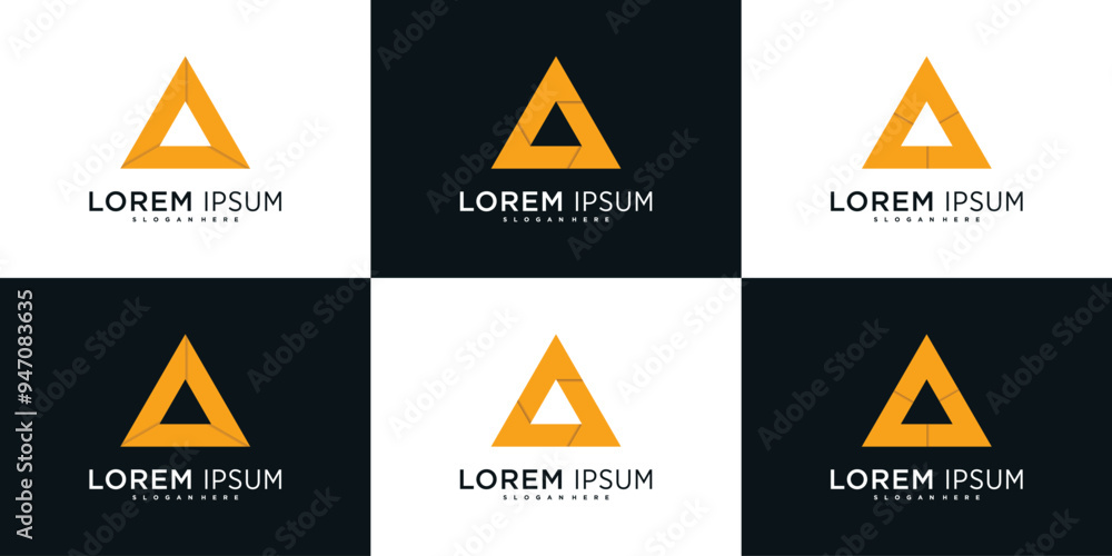 Set of company logo design elements, abstract triangle. Premium Vector Set of company logo design elements, abstract triangle. Premium Vector