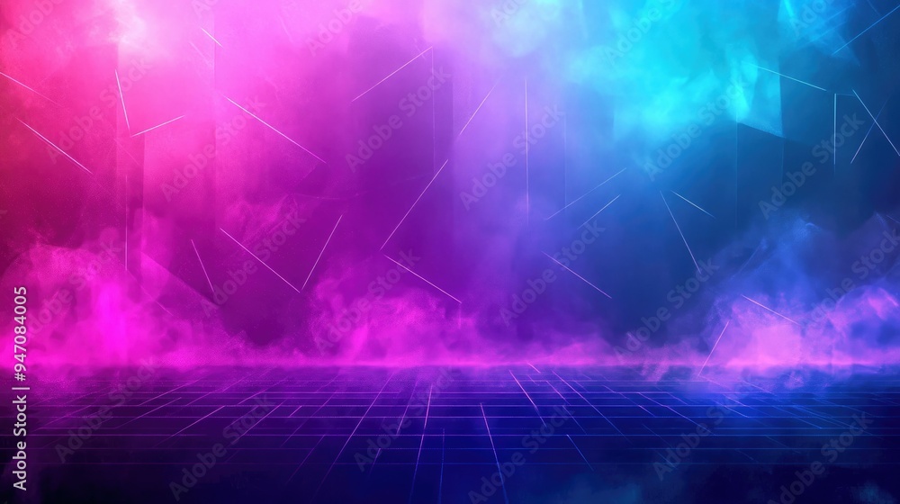 Neon Grid with Pink and Blue Smoke Neon Grid with Pink and Blue Smoke