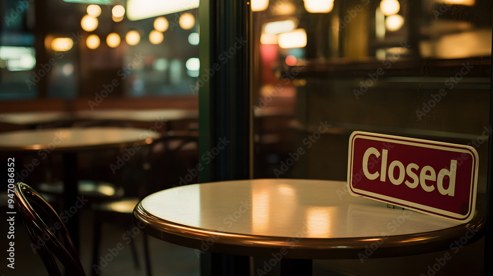 Dimly lit restaurant interior with Dimly lit restaurant interior with