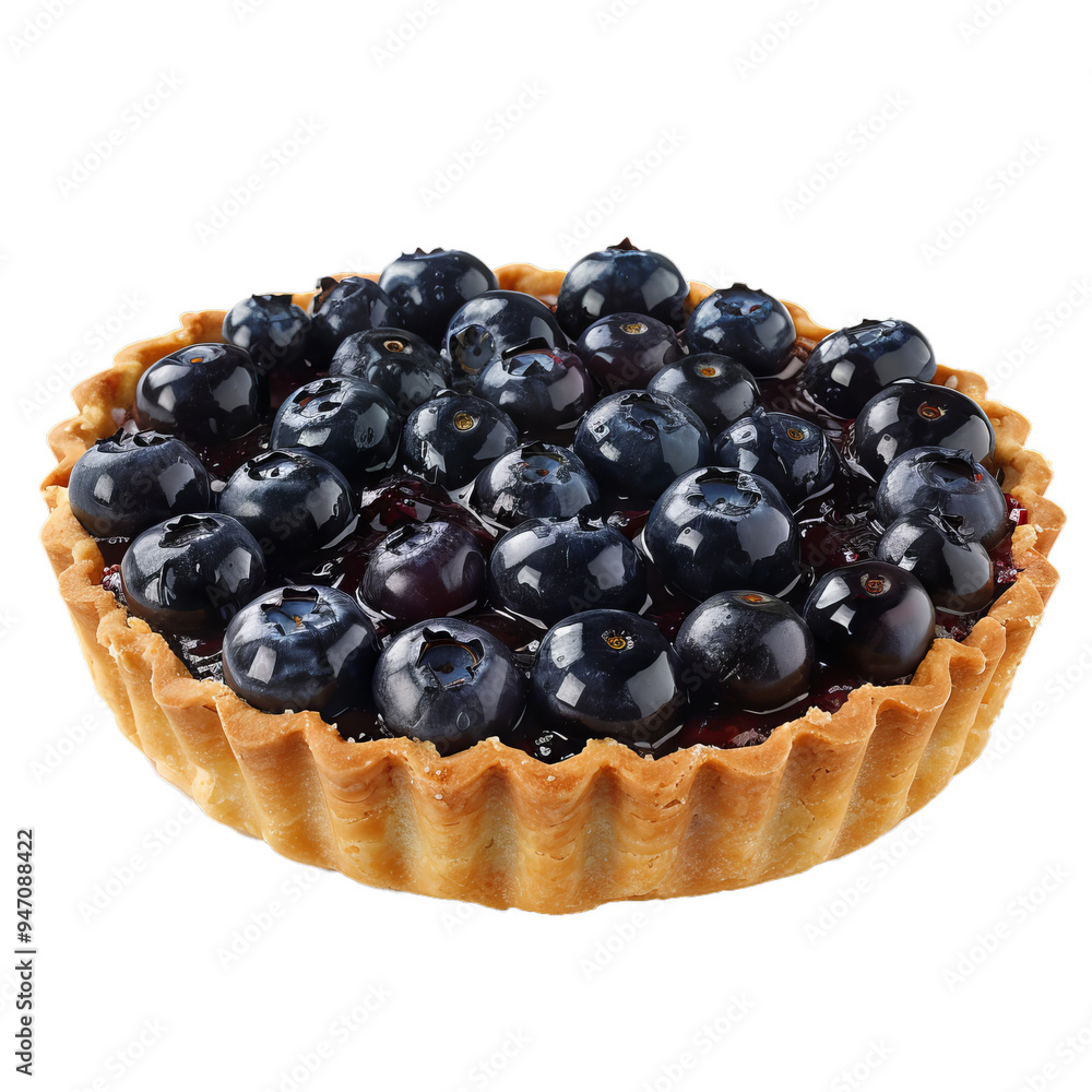 Mouth watering blueberry tart resting on a white background Mouth watering blueberry tart resting on a white background