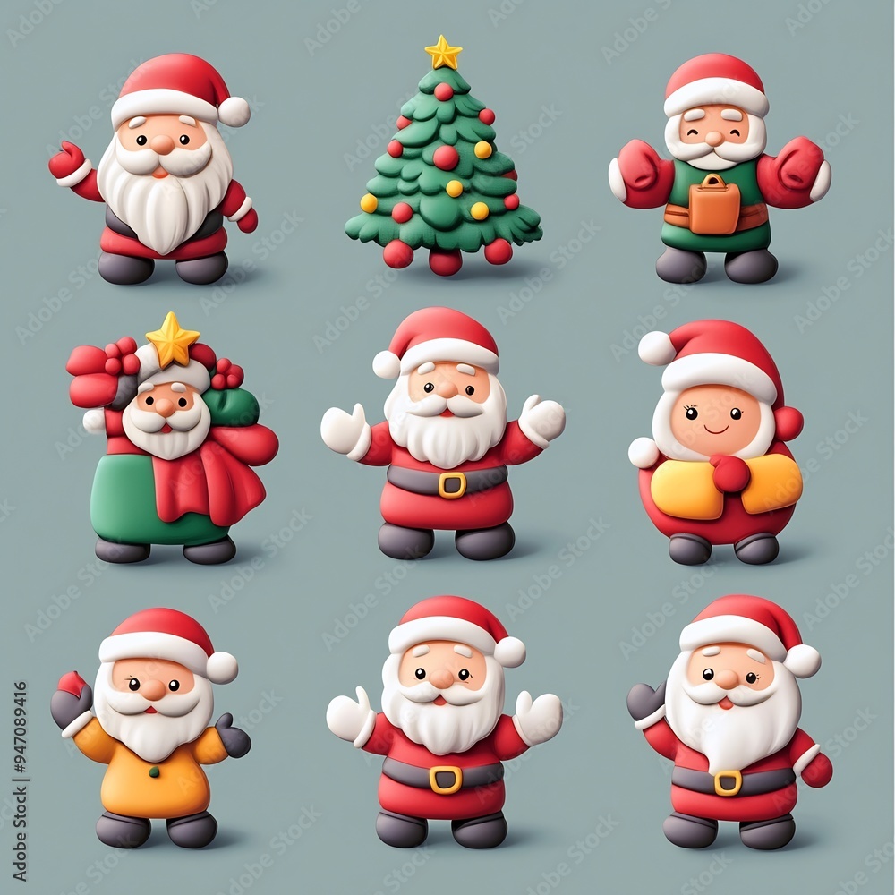 Cute Clay Santa Claus Figures Set Cute Clay Santa Claus Figures Set