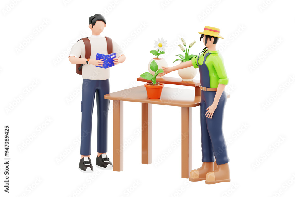 Horticultural Studies 3D Character Illustration. Horticultural Studies 3D Character Illustration.