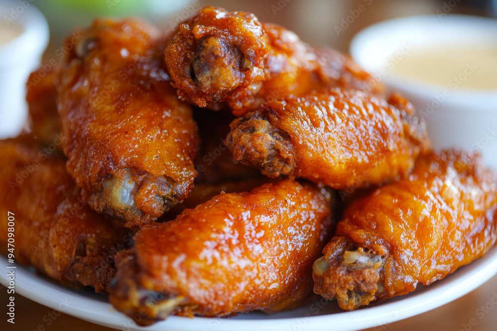 Fried Delicious And Juicy Chicken Wings In Grill Sauce Created With Artificial Intelligence Fried Delicious And Juicy Chicken Wings In Grill Sauce Created With Artificial Intelligence