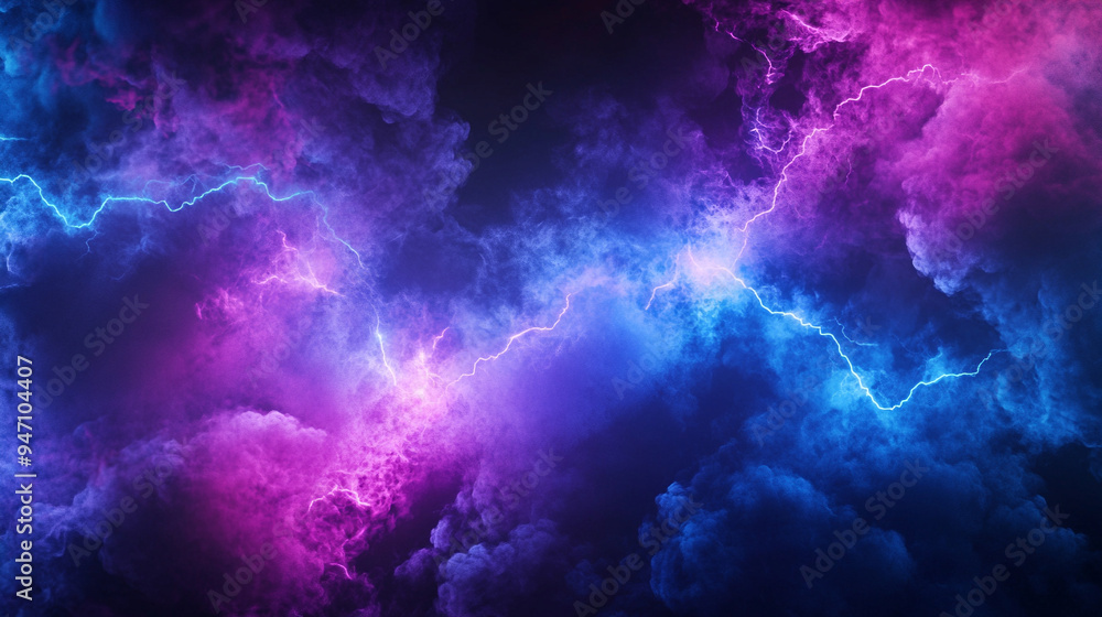 Purple and blue lightning on a dark background. Purple and blue lightning on a dark background.
