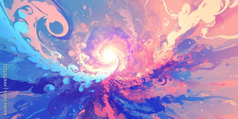 Fototapeta premium Swirling cosmic vortex of vibrant colors in abstract digital artwork