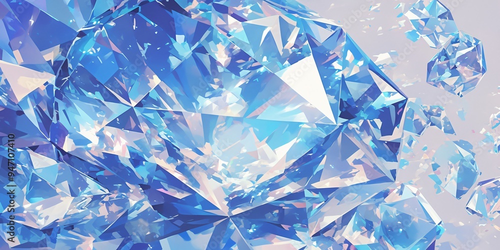 Dazzling blue diamond-like crystals against a light background Dazzling blue diamond-like crystals against a light background