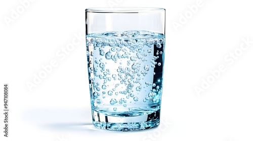 Glass of Sparkling Water with Bubbles