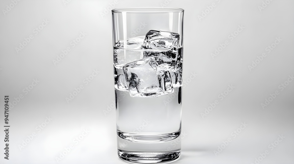 Glass of Water with Ice Cubes - Refreshing Hydration Glass of Water with Ice Cubes - Refreshing Hydration