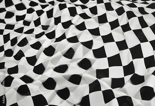 black and white checkered pattern with a wavy