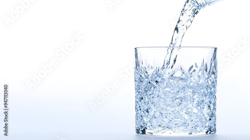Wallpaper Mural Pouring Water into Crystal Glass on White Background Torontodigital.ca