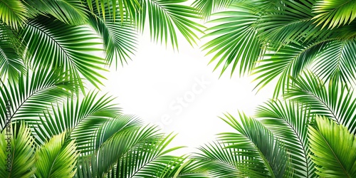 Palm tree leaves texture border with green tropical plants , palm tree, leaves, overlay, texture, border, fresh, green